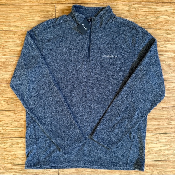 NWT! Men's Eddie Bauer Gray 1/4 Zip Fleece Sweater Size Medium - Picture 2 of 8